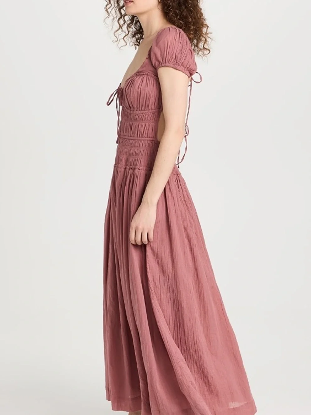 Free People Mauve Pink Maxi Dress with Smocked Bodice - Picture 2 of 5